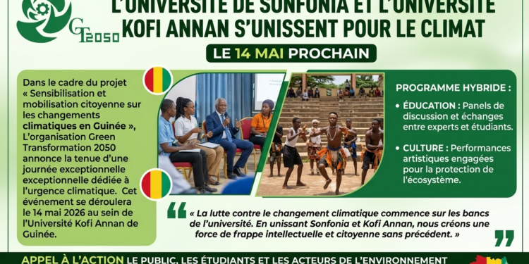 Changement climatique: l’Université de Sonfonia et l’Université Koffi Annan s’unissent pour le climat le 14 mai prochain