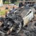 Kindia : un vรฉhicule entiรจrement dรฉtruit par un incendie ร Yabara